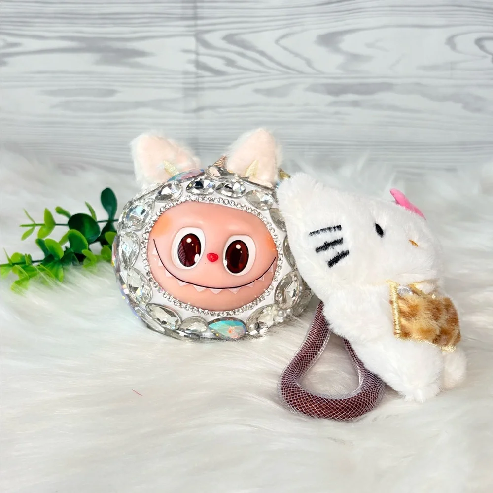 Sparkling Crystal Plush Monster Character Keychain/Bag Charm‎